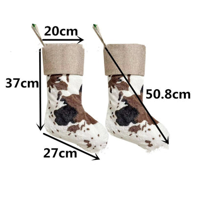 20 - inch Plush Christmas Stockings - Cow Pattern - Cake Pops Parties