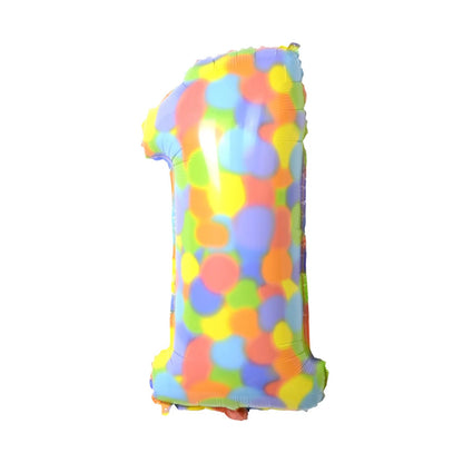 32 - Inch Rainbow Dots Foil Number Balloons - Cake Pops Parties