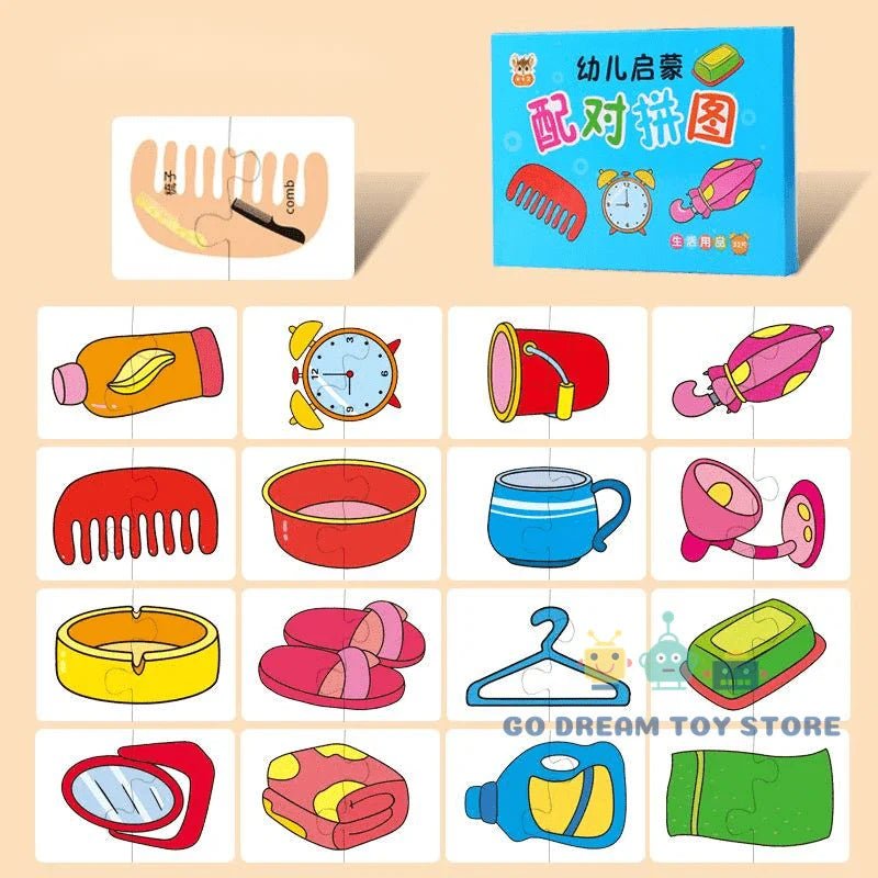 32Pcs Toddler Matching Cards - Educational Animal Puzzle Toys - Cake Pops Parties