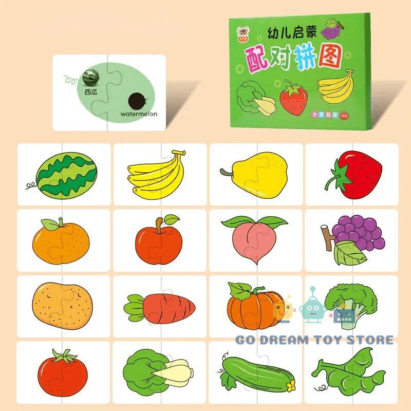 32Pcs Toddler Matching Cards - Educational Animal Puzzle Toys - Cake Pops Parties