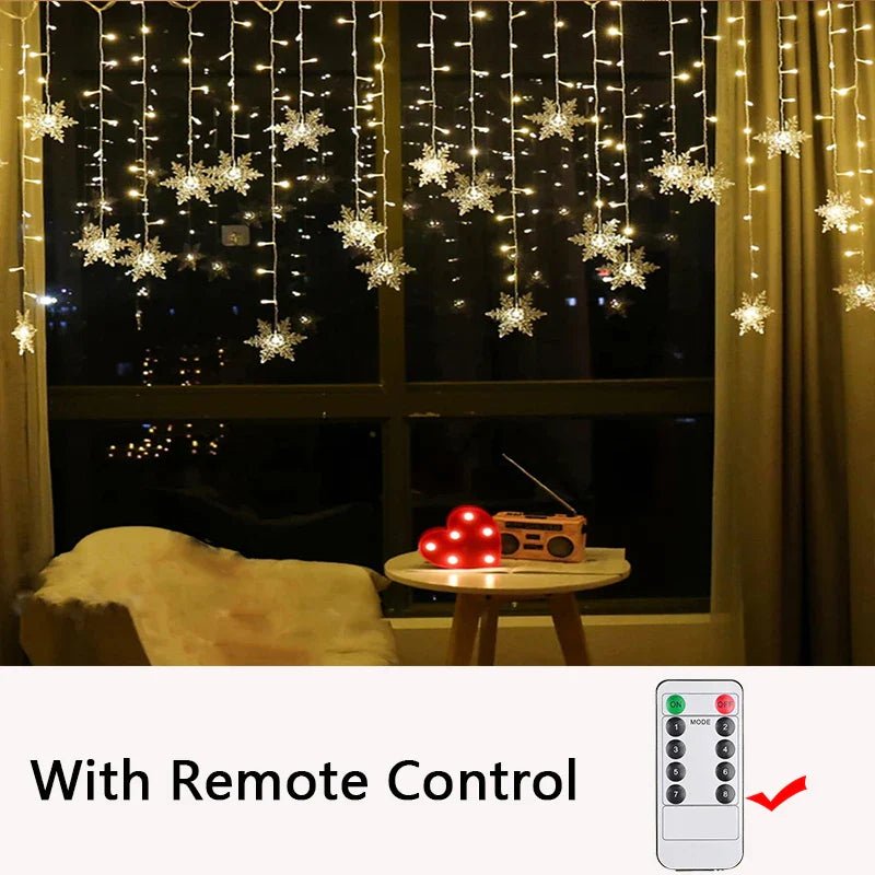 35M LED Snowflake Curtain String Lights - Cake Pops Parties