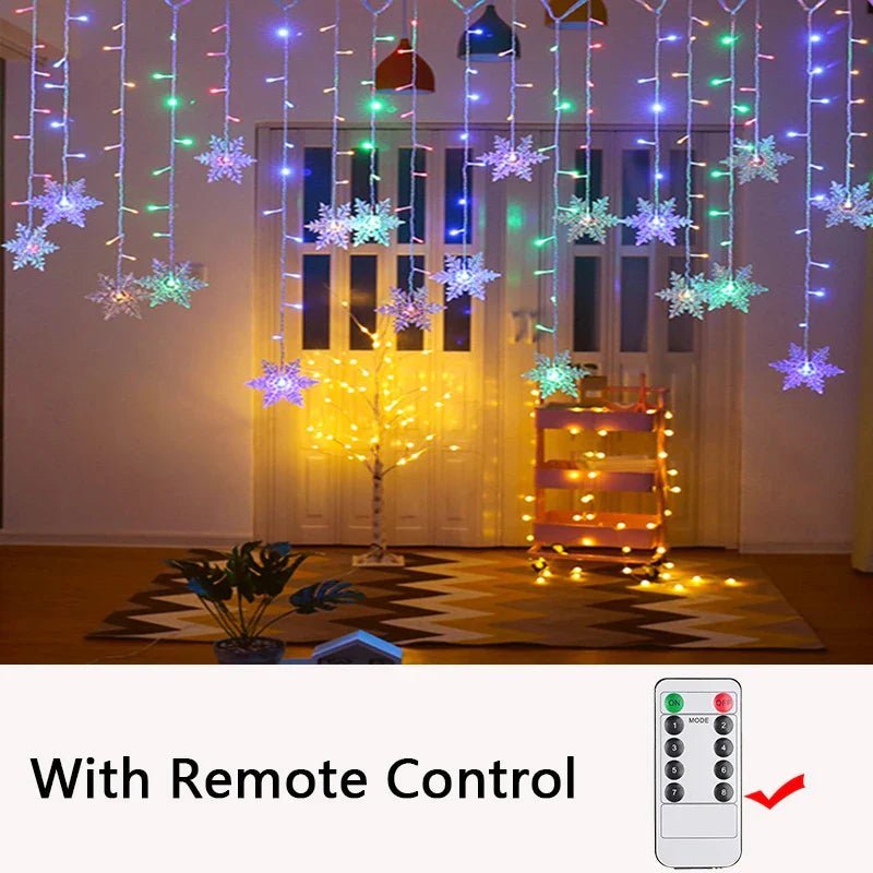 35M LED Snowflake Curtain String Lights - Cake Pops Parties