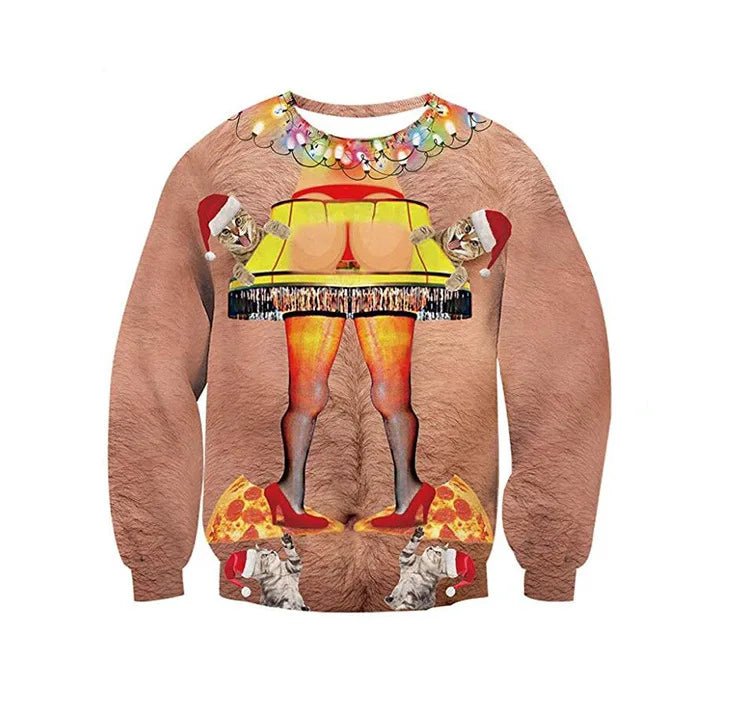 3D Funny Print Christmas Sweater - Cake Pops Parties