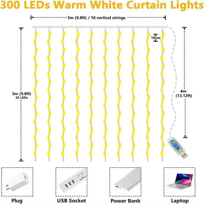 3M LED Curtain String Lights Fairy Decoration - Cake Pops Parties