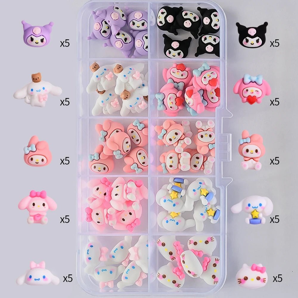 50PCS Hello Kitty Kuromi 3D Nail Charms Resin DIY Accessories - Cake Pops Parties