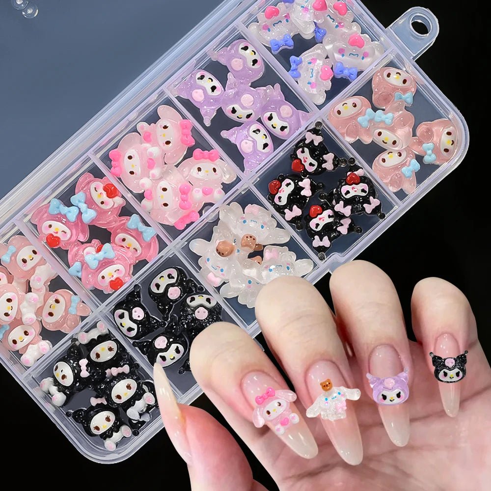 50PCS Hello Kitty Kuromi 3D Nail Charms Resin DIY Accessories - Cake Pops Parties