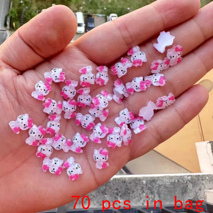 70PCS Hello Kitty Nail Charms Sanrio DIY Rhinestone Manicure - Cake Pops Parties