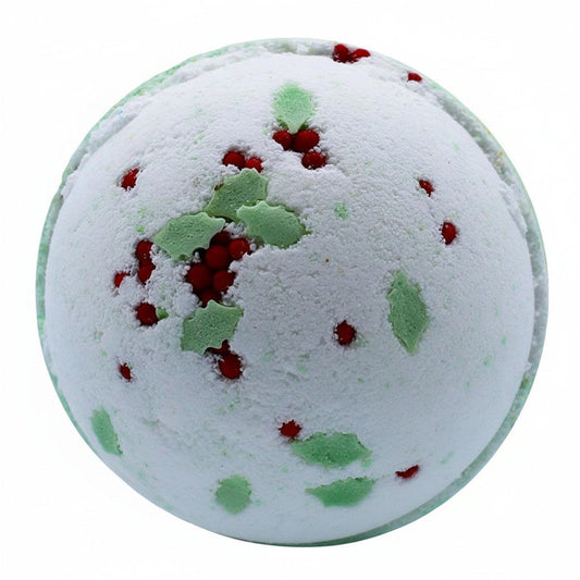 Holly Berry & Mistletoe Christmas Bath Bomb â€“ Festive Treat for Cosy Homes, featuring a luxurious design perfect for enjoying moisturizing bath bombs during the holiday season.