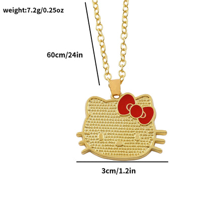 Anime Hello Kitty Kawaii Gold Necklace Sanrio Cat Pendant - Cake Pops Parties