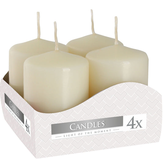 Set of 4 Ivory Pillar Candles â€“ 7 Hour Burn Time, Perfect for Gifting. Ideal for creating a warm ambiance at home, these {{scent}} candles make a great Christmas Gift Home Fragrance.