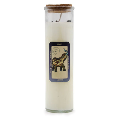 Soy Wax Candle With Black Agate & Liquorice Scent – 50H Burn Time. This beautifully crafted candle features a charming elephant design and a cork lid, perfect as a Christmas gift home fragrance.