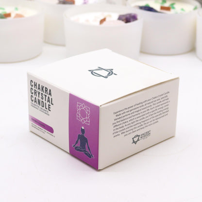 Box packaging of Crown Chakra Candle – Ocean Breeze Scent, highlighting its tranquil design. Great as a Christmas Gift Home Fragrance.