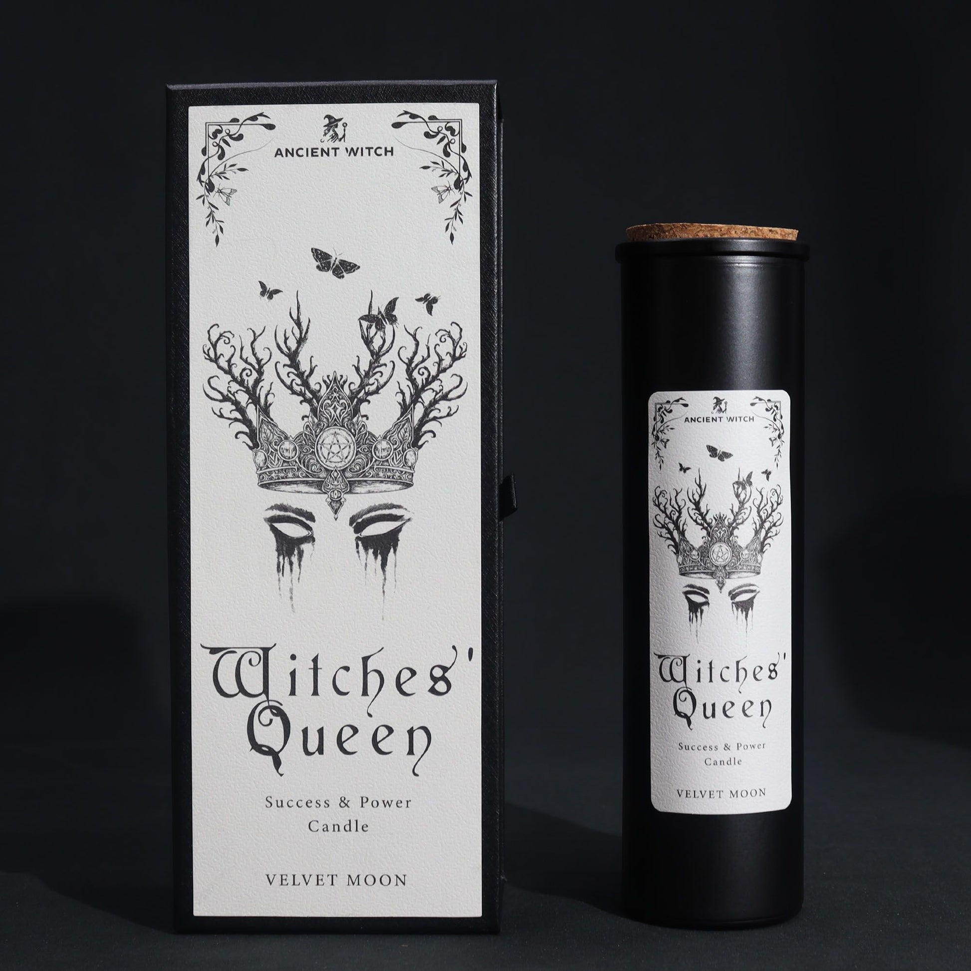 Stylish image of Witches' Queen Candle, highlighting its striking design and Velvet Moon scent – Christmas Gift Home Fragrance