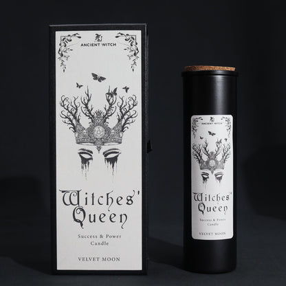 Stylish image of Witches' Queen Candle, highlighting its striking design and Velvet Moon scent – Christmas Gift Home Fragrance