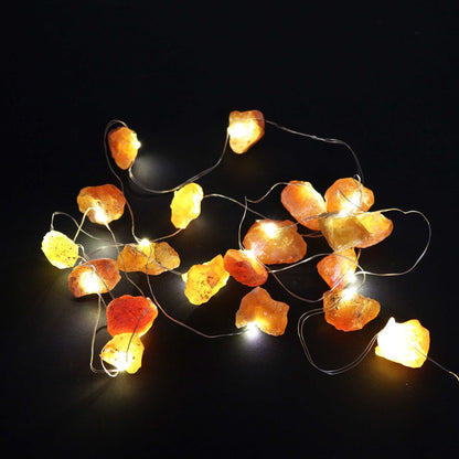 Orange Jade Gemstone Enchantment Lights featuring vibrant orange jade gems in a warm glow, ideal for cosy home décor. Perfect as a Christmas Gift Home Fragrance.