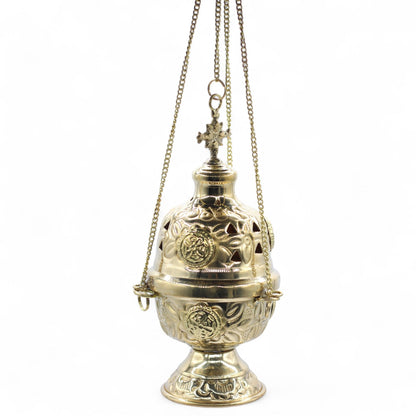 Elegant Handcrafted Hanging Brass Incense Burner highlighting its fine details. A perfect decorative element for any space and a thoughtful Christmas gift home fragrance.