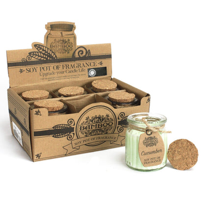 Display box of Cucumber Soy Wax Candles featuring multiple jars, perfect for sharing the refreshing scent, a great Christmas gift for home fragrance lovers.