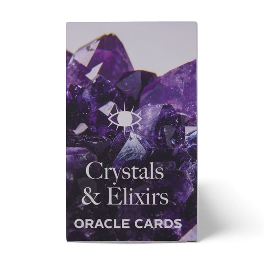 Crystals & Elixirs Oracle Cards â€“ a beautifully designed oracle deck featuring vibrant purple gemstones, perfect for enhancing your spiritual practice and mindfulness; an ideal Christmas gift home fragrance.