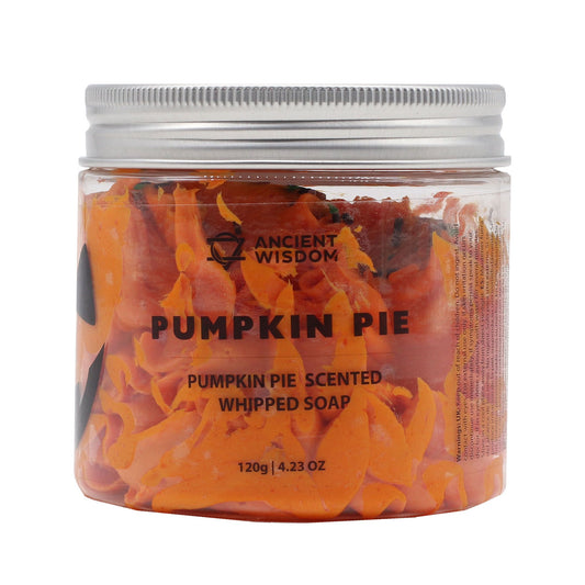Pumpkin Pie Whipped Soap 120G â€“ Festive Christmas Gift, featuring a jar filled with vibrant orange whipped soap, evoking the warm scent of pumpkin pie, perfect for Christmas Gift Home Fragrance.