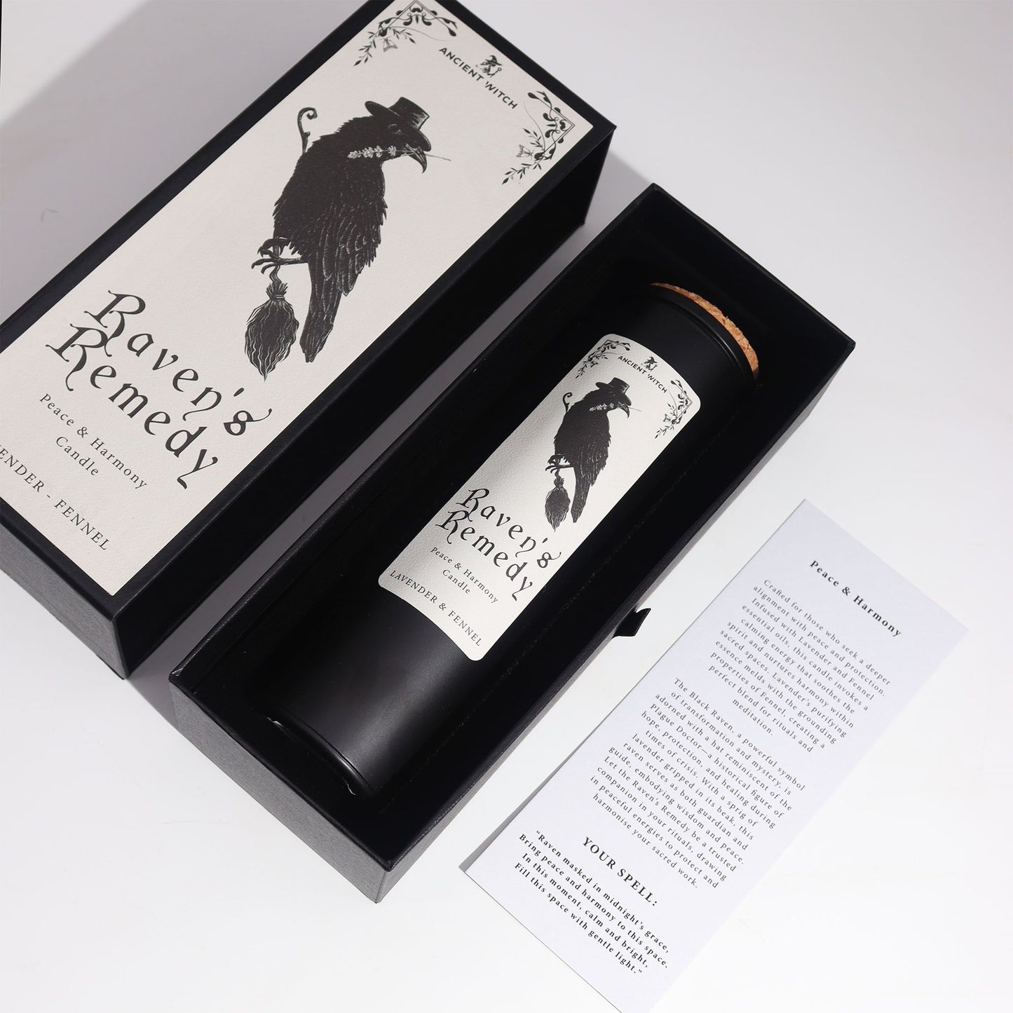 Lavender & Fennel Ritual Candle presented in an open box alongside its guide, representing the perfect blend of calm and harmony. An excellent Christmas gift home fragrance.