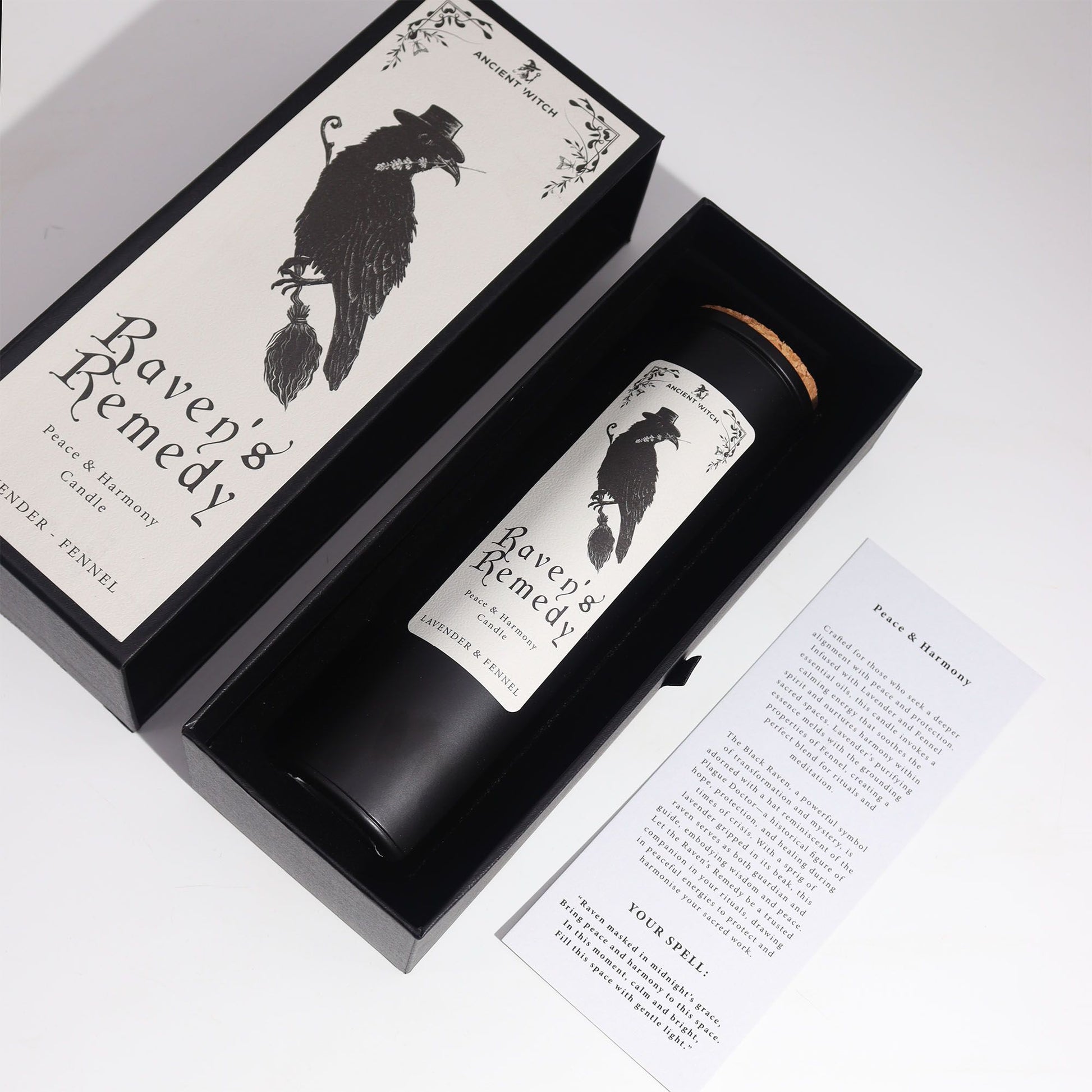 Lavender & Fennel Ritual Candle presented in an open box alongside its guide, representing the perfect blend of calm and harmony. An excellent Christmas gift home fragrance.