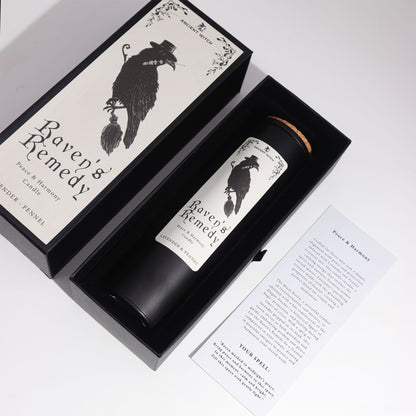 Lavender & Fennel Ritual Candle presented in an open box alongside its guide, representing the perfect blend of calm and harmony. An excellent Christmas gift home fragrance.