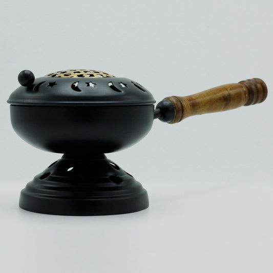 Elegant Iron Censer with Gold Accents showcased beautifully, perfect for burning incense cones, sticks, or loose blendsâ€”an ideal Christmas gift for enhancing home fragrance.