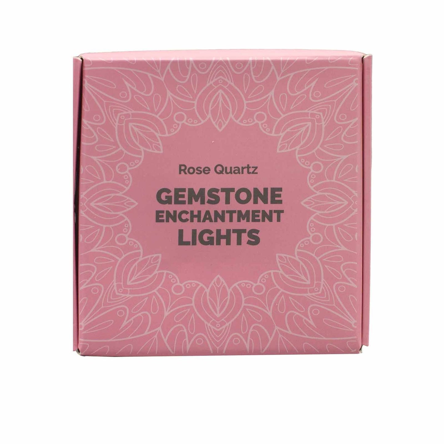 The elegant packaging of Rose Quartz Gemstone Enchantment Lights featuring intricate designs, making it a delightful Christmas gift for those who love unique home accents.