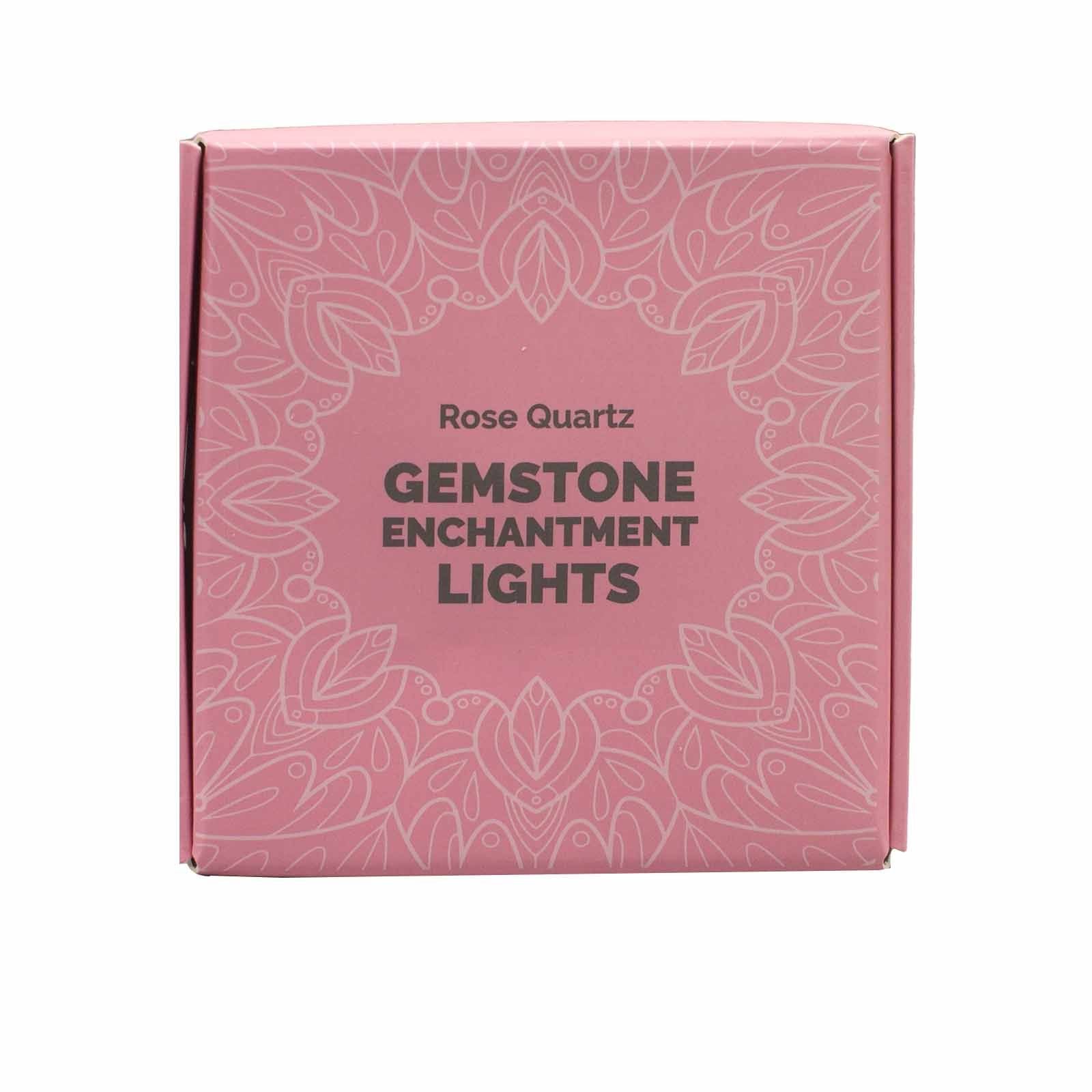 The elegant packaging of Rose Quartz Gemstone Enchantment Lights featuring intricate designs, making it a delightful Christmas gift for those who love unique home accents.
