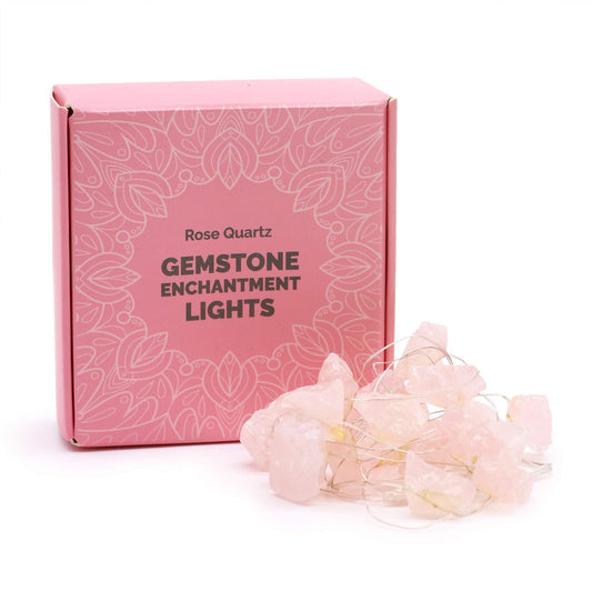 Rose Quartz Gemstone Enchantment Lights beautifully presented in packaging, ideal for adding charm to your home decor. Perfect as a Christmas gift or festive decoration to enhance any space.