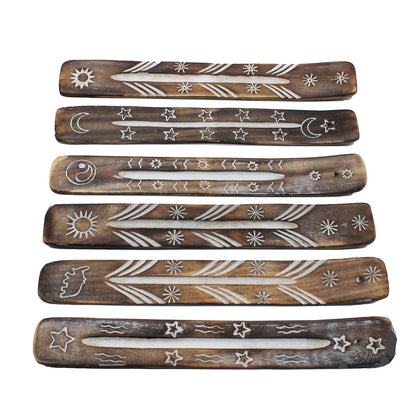 White Washed Incense Holder showcasing intricate designs on a wooden base, perfect for adding a touch of elegance and relaxation to your space. Ideal as a {{scent}} {{product_type}} – Christmas Gift Home Fragrance.