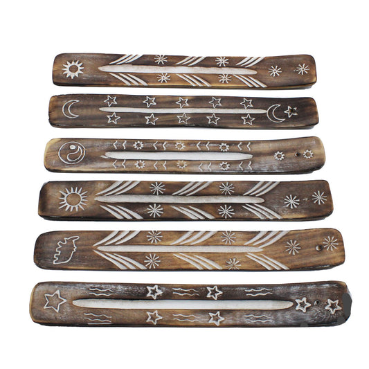 White Washed Incense Holder showcasing intricate designs on a wooden base, perfect for adding a touch of elegance and relaxation to your space. Ideal as a {{scent}} {{product_type}} – Christmas Gift Home Fragrance.