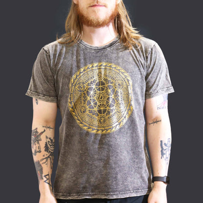 Chakra Large Stone Washed T-Shirt in Dark Grey by Cake Pops Parties, showcasing a relaxed fit and stylish stone washed effect.