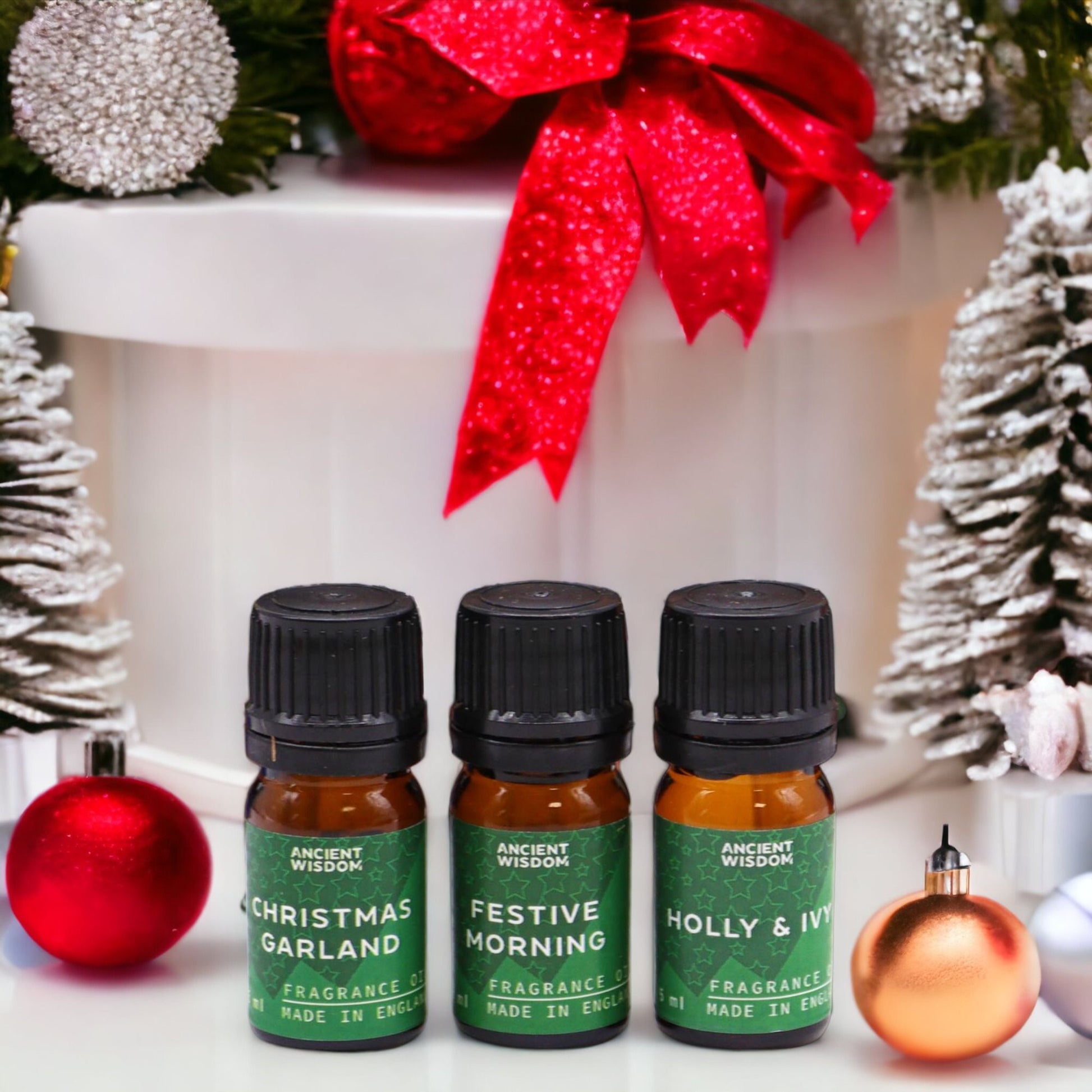 Holy Scents Christmas Fragrance Oils Set packaging, designed for gifting, bringing warmth and cheer to any holiday celebration.