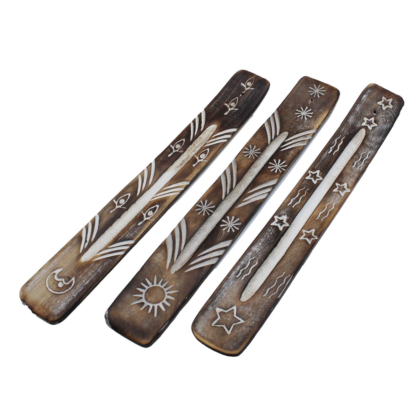 A beautifully crafted White Washed Incense Holder featuring detailed carvings on a wooden surface, designed to elevate your calming rituals. A great choice for a {{scent}} {{product_type}} – Christmas Gift Home Fragrance.