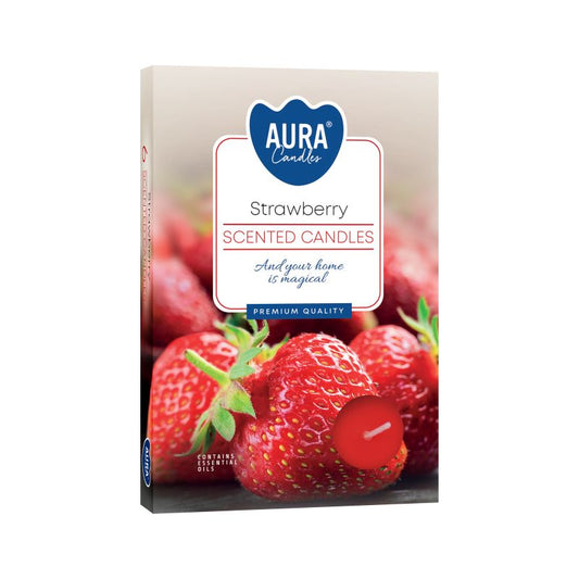 6 Strawberry Scented Tealights - Ideal Gift For Any Occasion featuring premium quality strawberry scent in a lovely packaging, perfect as a Christmas Gift Home Fragrance.