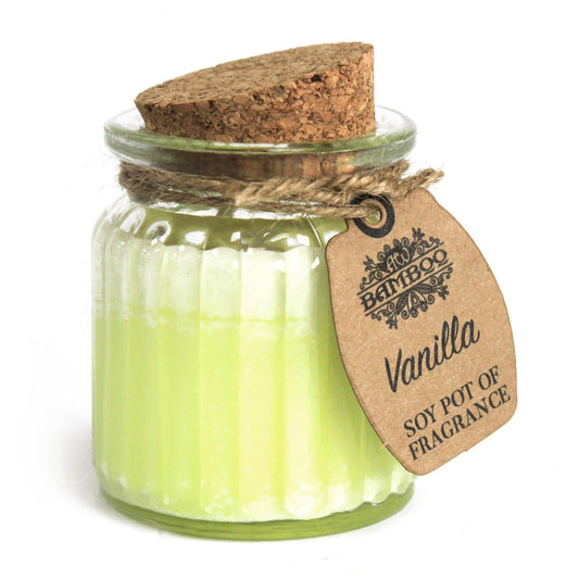 Vanilla Scented Soy Candle in Reusable Glass Jar - Eco-Friendly 20hr Burn Time in a charming glass jar with a cork lid, perfect for creating a warm ambiance. Ideal {{scent}} {{product_type}} â€“ Christmas Gift Home Fragrance.