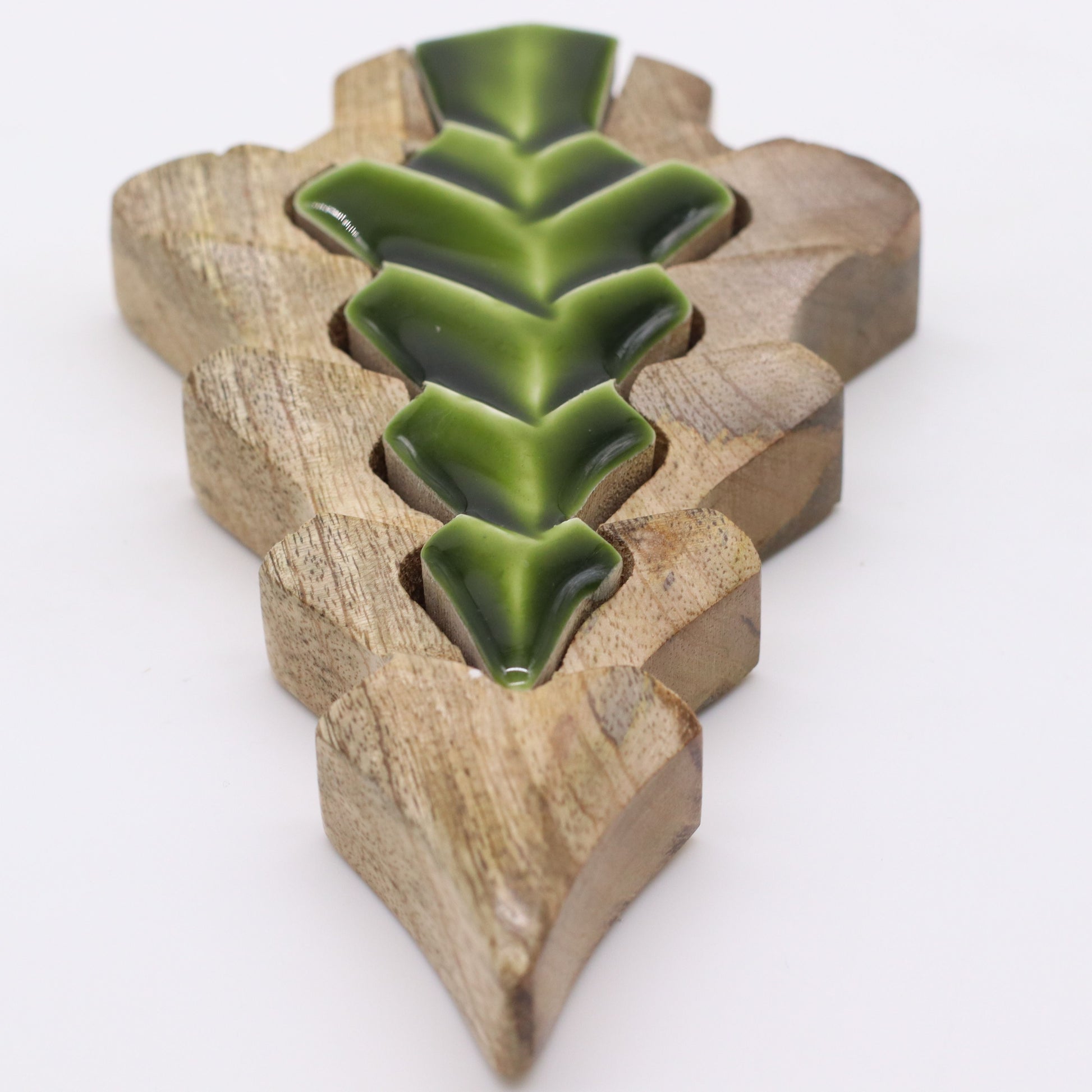 Top view of Woodland Charm - Small Tree in Tree Decoration 15x10cm highlighting its unique layered pine tree design, a charming addition to your Christmas gift home fragrance collection.
