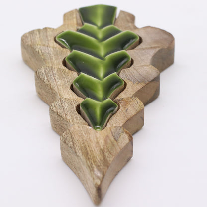Top view of Woodland Charm - Small Tree in Tree Decoration 15x10cm highlighting its unique layered pine tree design, a charming addition to your Christmas gift home fragrance collection.
