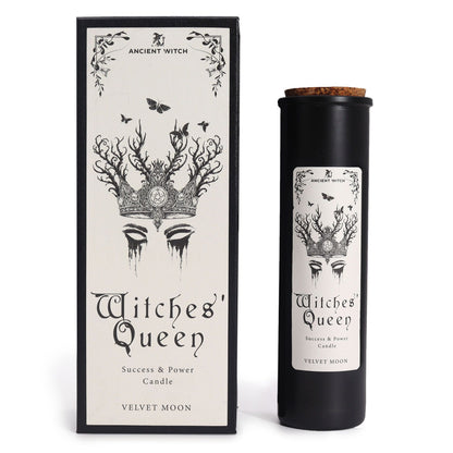 Witches' Queen Candle displayed with its sophisticated box, featuring the enchanting Velvet Moon scent – Christmas Gift Home Fragrance