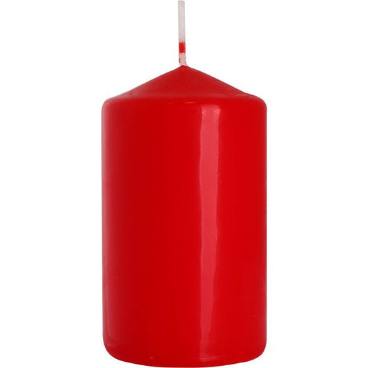Cozy Red Pillar Candle 60x100mm displayed solo, radiating a vibrant red hue, ideal for creating a festive atmosphere â€“ perfect for a Christmas gift or home fragrance decoration.