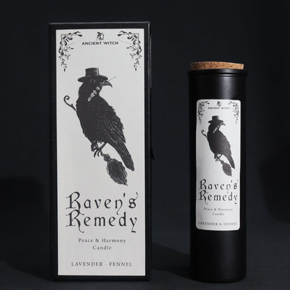 Lavender & Fennel Ritual Candle beautifully packaged in a Raven's Remedy box, perfect for promoting peace and harmony. Ideal for a Christmas gift home fragrance.