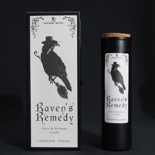 Lavender & Fennel Ritual Candle beautifully packaged in a Raven's Remedy box, perfect for promoting peace and harmony. Ideal for a Christmas gift home fragrance.