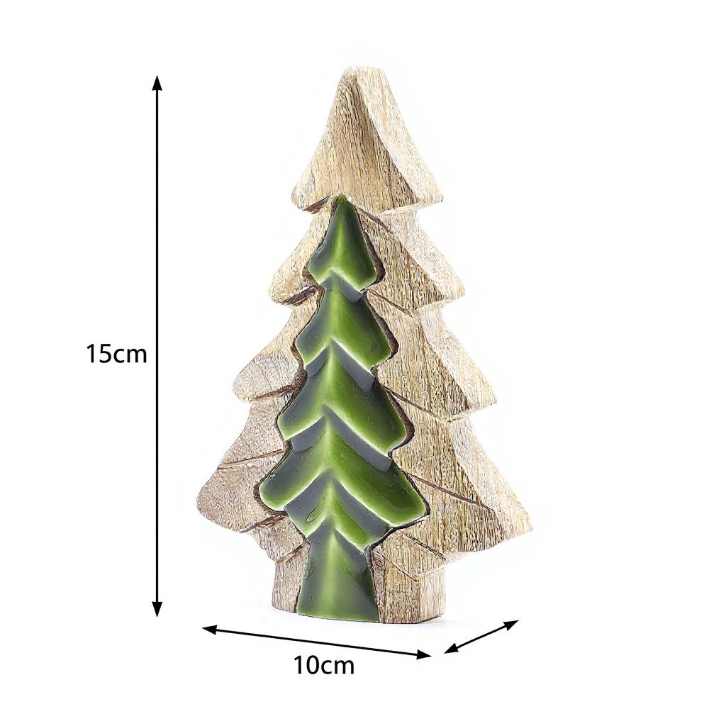 Woodland Charm - Small Tree in Tree Decoration 15x10cm showcasing a vibrant green enamel tree design, perfect for your Christmas gift home fragrance decor.