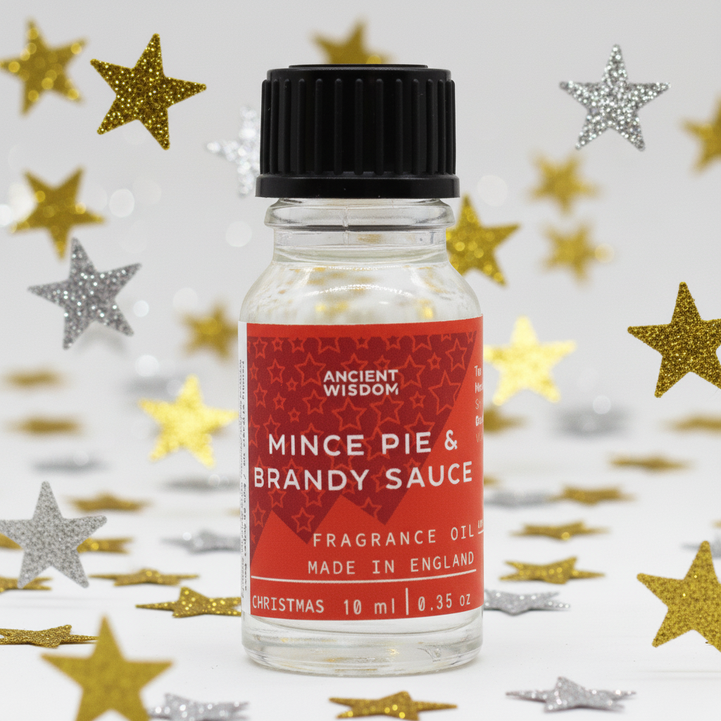 Mince Pie & Brandy Sauce Fragrance Oil with festive decorations illustrating how the mince pie scent transforms a space into a winter wonderland.
