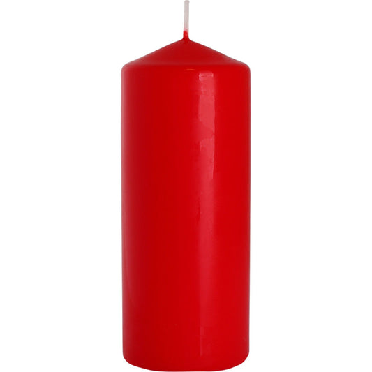 A vibrant Red Pillar Candle 60x150mm, perfect for enhancing home dÃ©cor during festive celebrations. This candle features a long burn time of 48 hours and is an ideal Christmas gift, adding a warm ambiance to any space. Experience a delightful home fragrance with this essential product.