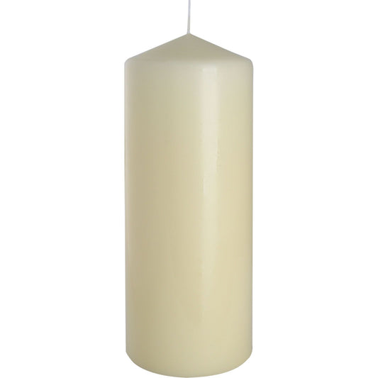 Ivory Pillar Candle 80x200mm - Long Lasting 90 Hour Burn showcased alone, ideal for creating a warm atmosphere. This stylish scent pillar candle is the perfect Christmas gift home fragrance.