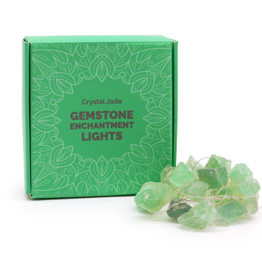 Crystal Jade Gemstone Enchantment Lights in a stylish box, featuring beautiful green crystal rock strings. Perfect for Christmas gifts and enhancing home decor with a warm glow. {{scent}} {{product_type}} â€“ Christmas Gift Home Fragrance.