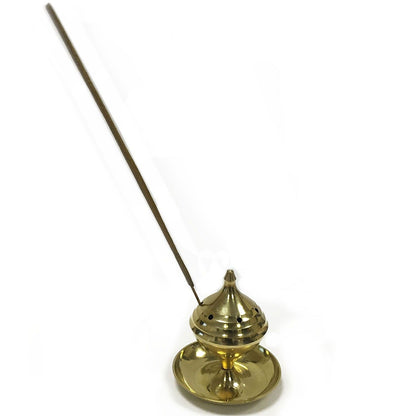 Handcrafted Brass Incense Burner for Sticks and Cones – Showcasing a chic brass incense burner with an incense stick, this piece adds elegance and aroma to any space. A thoughtful Christmas gift for those who love home fragrance.