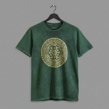 Back view of Large Green Stone Washed T-Shirt showcasing the breathable fabric and unique stone washed texture